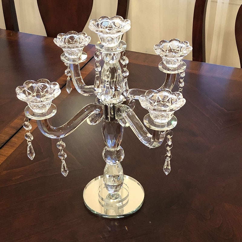 allgala حامل شموع كريستال ألغالا 5 ذراع - شمعدان كريستالي - مركز للمنزل وحفلات الزفاف والمناسبات والمهرجانات - Image 3